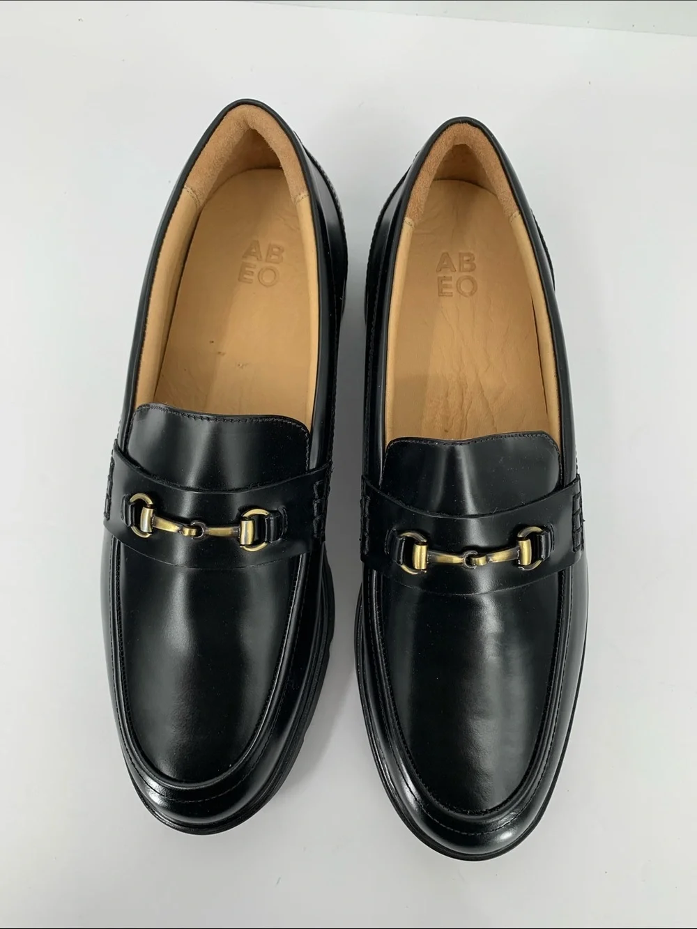 ABEO Boulevard Ornament chunky penny loafer shoe black leather bit preppy new 10